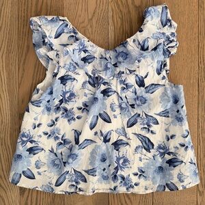 Janie and Jack Floral Blue and White Girls’ Top